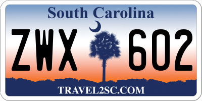 SC license plate ZWX602