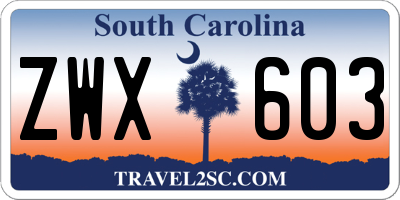 SC license plate ZWX603