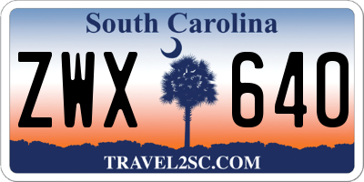 SC license plate ZWX640