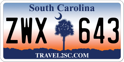 SC license plate ZWX643