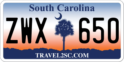 SC license plate ZWX650