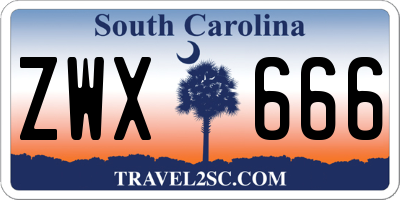 SC license plate ZWX666