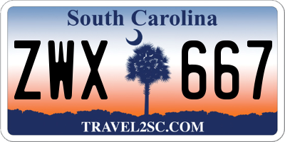 SC license plate ZWX667