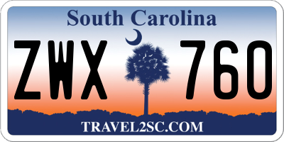 SC license plate ZWX760