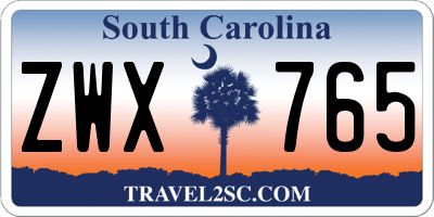 SC license plate ZWX765