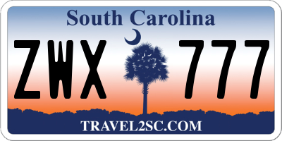 SC license plate ZWX777
