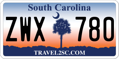 SC license plate ZWX780