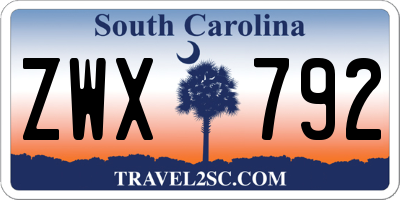 SC license plate ZWX792