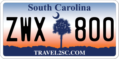 SC license plate ZWX800