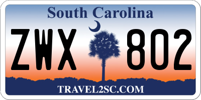 SC license plate ZWX802