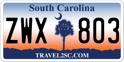 SC license plate ZWX803