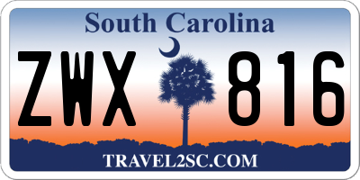 SC license plate ZWX816