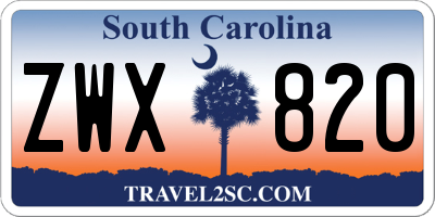 SC license plate ZWX820