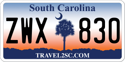 SC license plate ZWX830