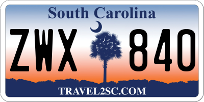 SC license plate ZWX840
