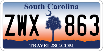SC license plate ZWX863