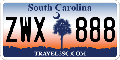 SC license plate ZWX888