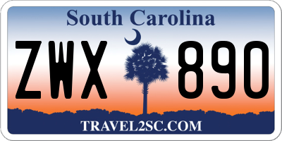 SC license plate ZWX890
