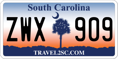 SC license plate ZWX909