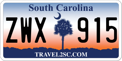 SC license plate ZWX915