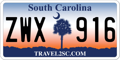 SC license plate ZWX916