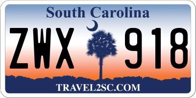 SC license plate ZWX918