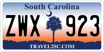 SC license plate ZWX923
