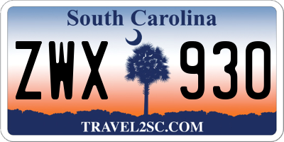 SC license plate ZWX930