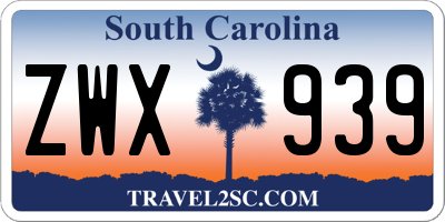 SC license plate ZWX939