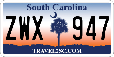 SC license plate ZWX947