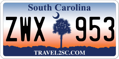 SC license plate ZWX953