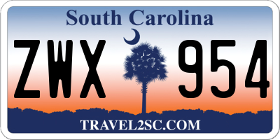 SC license plate ZWX954