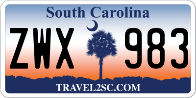 SC license plate ZWX983