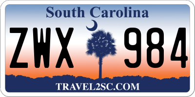 SC license plate ZWX984