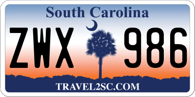SC license plate ZWX986