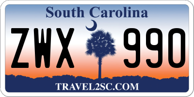 SC license plate ZWX990