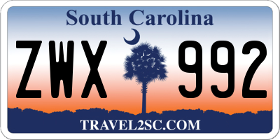 SC license plate ZWX992