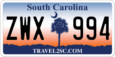 SC license plate ZWX994