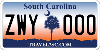 SC license plate ZWY000
