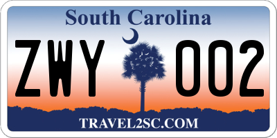 SC license plate ZWY002