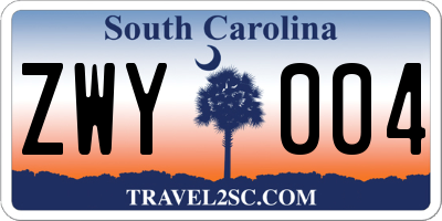 SC license plate ZWY004