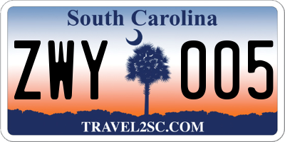 SC license plate ZWY005