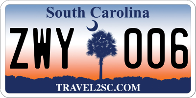 SC license plate ZWY006