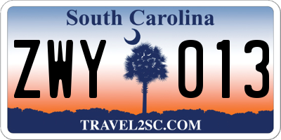 SC license plate ZWY013