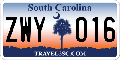 SC license plate ZWY016