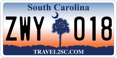 SC license plate ZWY018