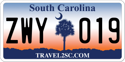 SC license plate ZWY019
