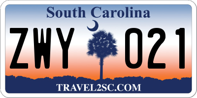 SC license plate ZWY021