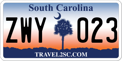 SC license plate ZWY023