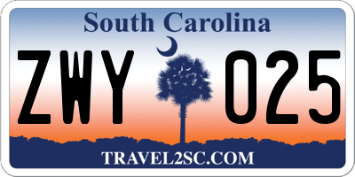 SC license plate ZWY025